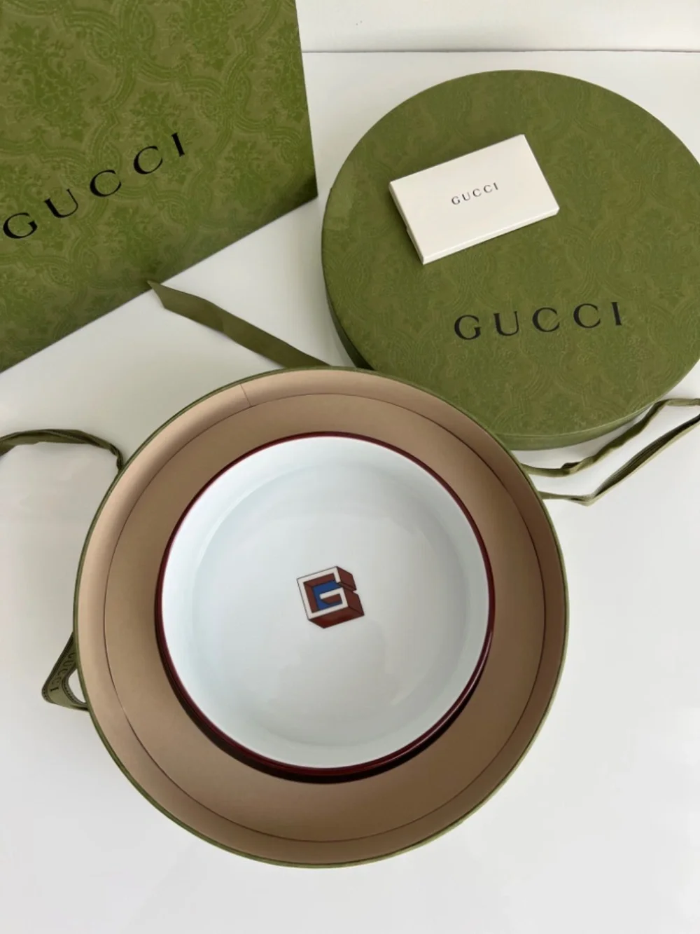 Gucci Pet Bowl G Design Porcelain Plate Large Height 2.4 Diameter 7 New $650
